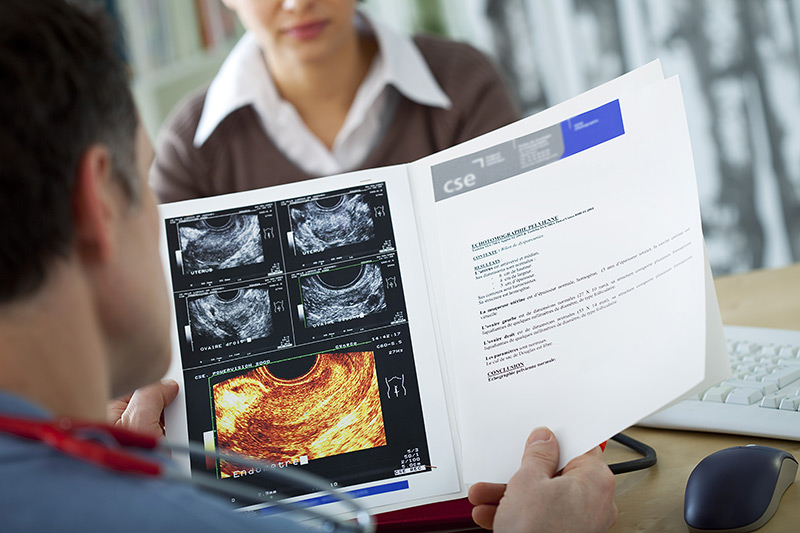The pelvic ultrasound is recommended as a complement to a routine gynecologic exam to all patients who present pelvic pain, abnormal bleeding, or excessive bleeding during menstruation